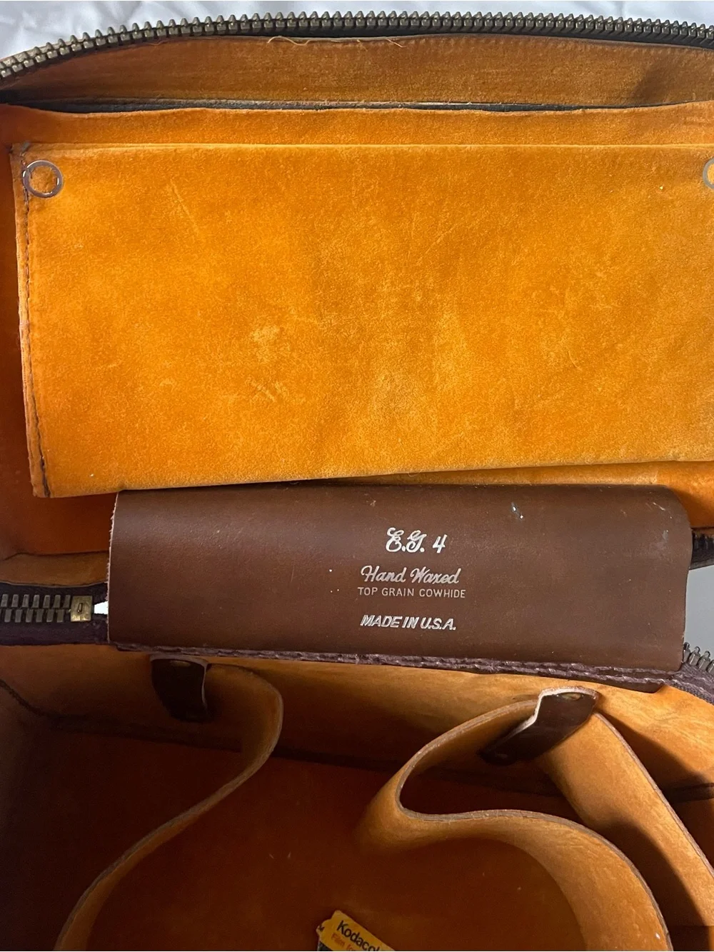Vintage En Garde EG4 Cowhide Hand Waxed Top Grain 1960s Camera Bag Leather
